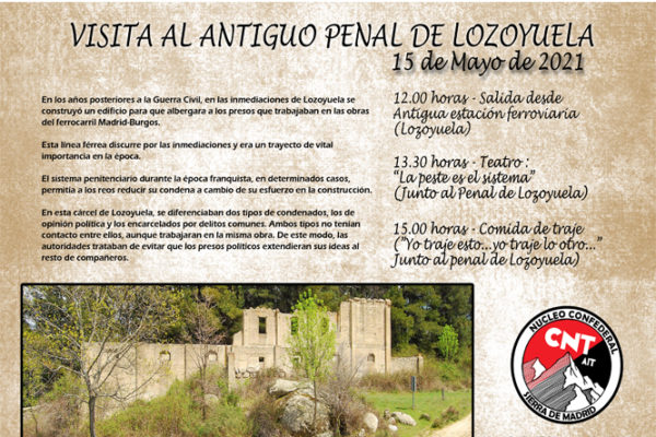 Visita al antiguo penal de Lozoyuela. 15 de mayo, 12.00 horas.