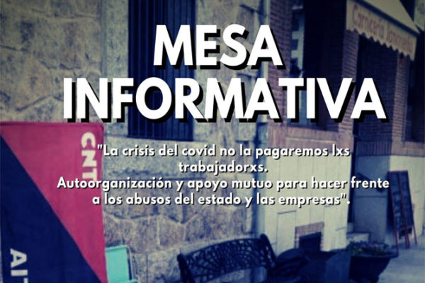 Mesa informativa en Bustarviejo. 19 de septiembre a las 12.00 horas