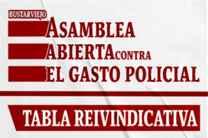 Tabla reivindicativa de la asamblea contra el gasto policial de Bustarviejo