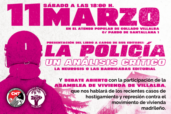 [11 marzo] Presentación de “La policía. Un análisis crítico” en Villalba